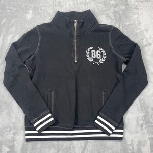 Pink Victoria's Secret Sweatshirt Womens Small Black Raglan Sleeve Quarter Zip